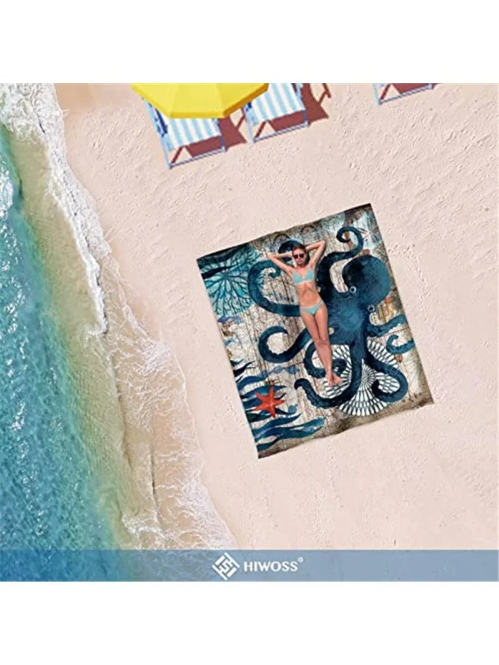 Oversized Beach Blanket Sandproof Waterproof 95 X 85 Octopus Picnic Camping Mat